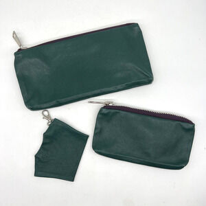 STOULS Leather Clutch Women's 3 Piece Set‎ Green Pouches Wallet